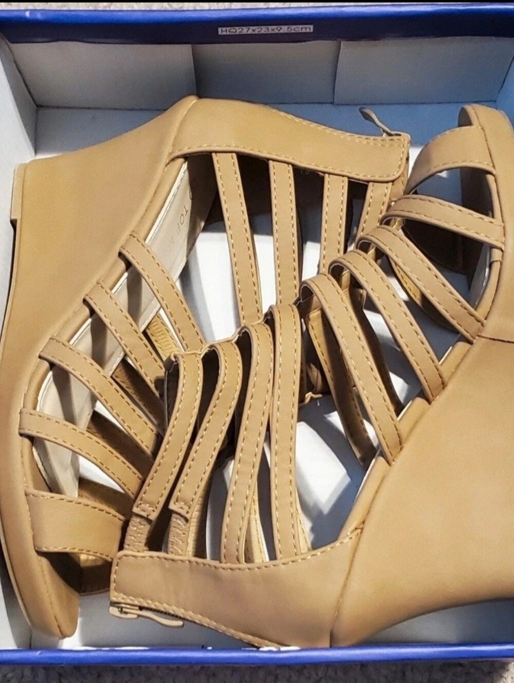 TOP Moda Tan Strappy Wedge Sandals Size 8.5 Only Worn Once